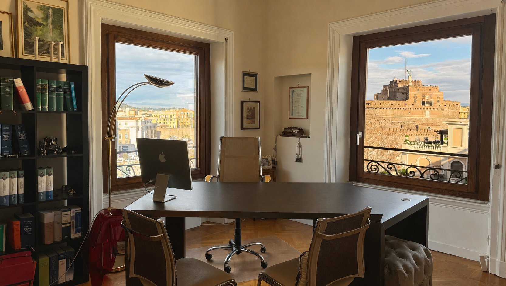 Lo studio con vista su Castel Sant'Angelo